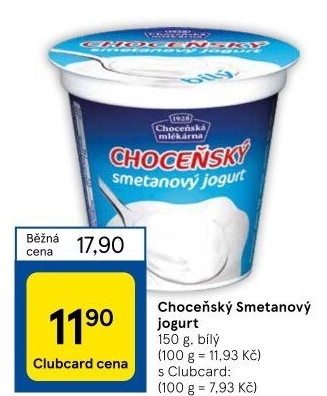 Bílý jogurt smetanový Choceňský