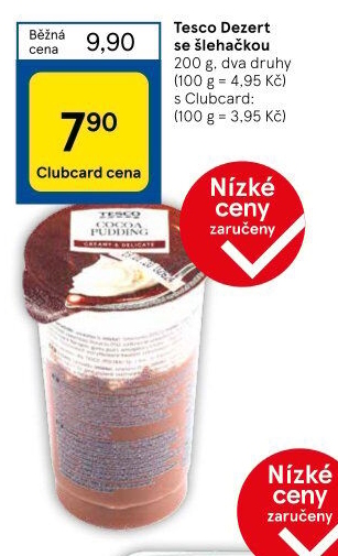Dezert pudink se šlehačkou Tesco