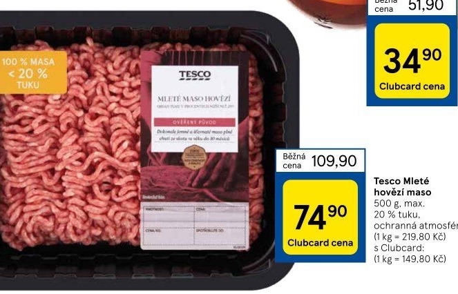 Hovězí mleté maso Tesco