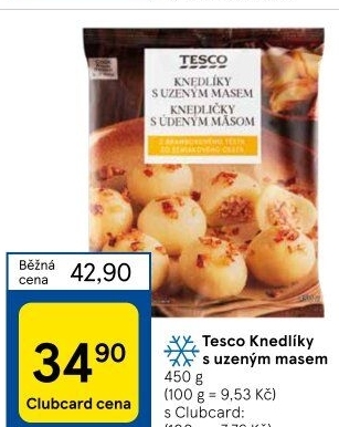 Knedlíky plněné uzeným masem mražené Tesco