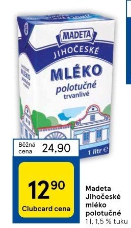 Mléko trvanlivé Jihočeské Madeta - 1,5% polotučné
