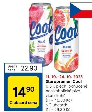 Nealkoholické pivo ochucené Staropramen Cool