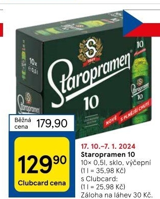 Pivo světlé výčepní 10° Staropramen