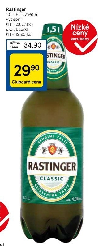 Pivo světlé výčepní Classic Rastinger
