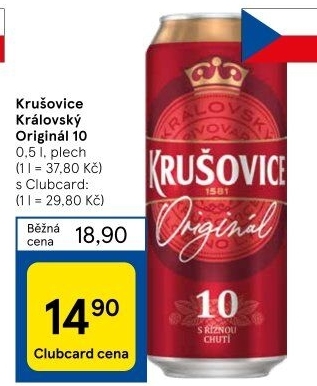 Pivo světlé výčepní Originál Královská 10° Krušovice