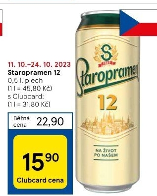 Pivo světlý ležák 12° Staropramen