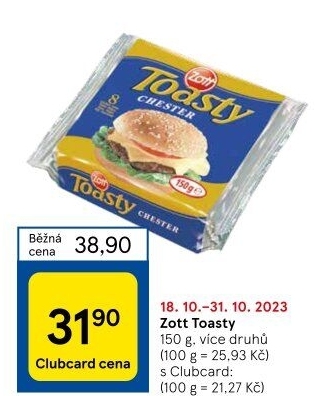 Sýr tavený plátky Toasty Zott