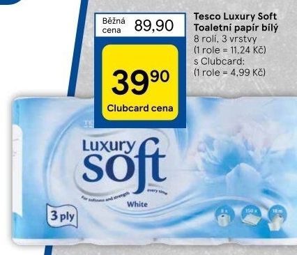 Toaletní papír 3vrstvý Luxury Tesco
