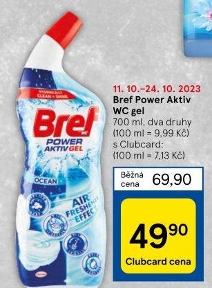 Čistič WC gelový Power Aktiv Gel Bref