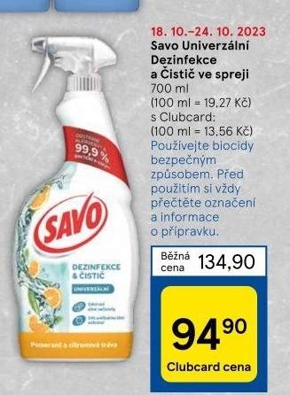Dezinfekční čistič ve spreji Savo