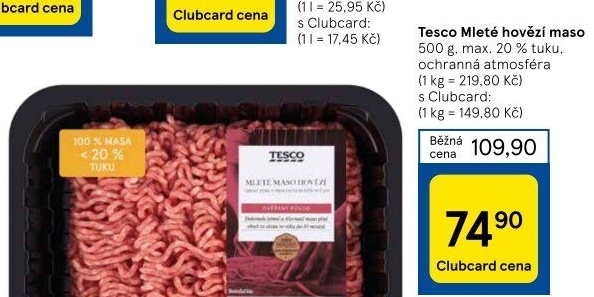 Hovězí mleté maso Tesco