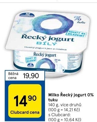 Ochucený jogurt řecký 0% Milko