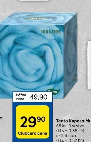 Papírové kapesníčky 3vrstvé Tento - box