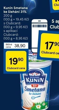 Smetana ke šlehání Mlékárna Kunín 31%