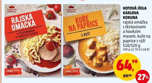 Hovězí v rajské omáčce s těstovinami Karlova Koruna