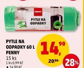 Pytle na odpadky 60 l Penny