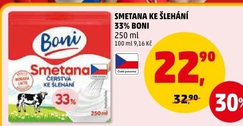 Smetana ke šlehání Boni 33%