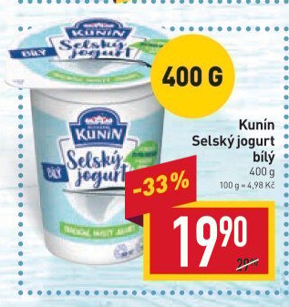 Bílý jogurt selský Mlékárna Kunín