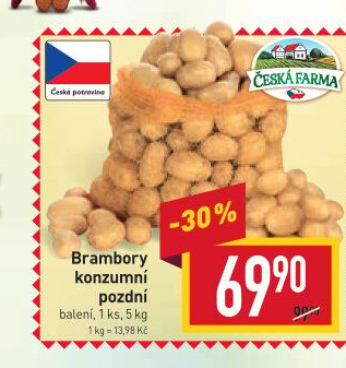 Brambory konzumní pozdní Česká farma