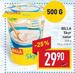 Dezert zakysaný bílý Skyr Billa