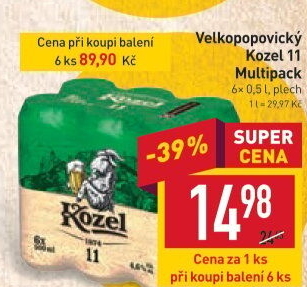 Pivo ležák 11° Velkopopovický Kozel