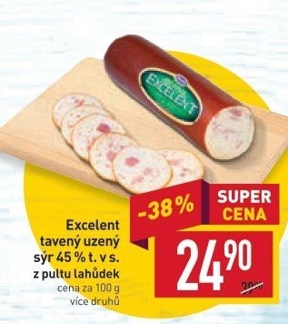 Sýr tavený uzený Excelent 45% Moravia