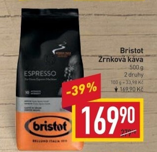 Zrnkové kávy Bristot