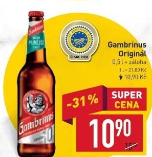 Pivo světlé výčepní Originál 10° Gambrinus