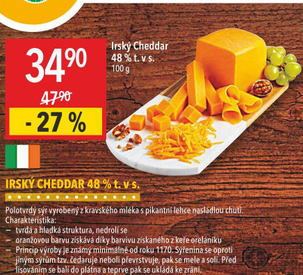 Sýr Cheddar irský 48%