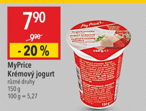 Ochucený jogurt krémový My Price
