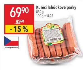 Párky kuřecí lahůdkové DZ Klatovy