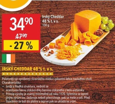 Sýr Cheddar irský 48%