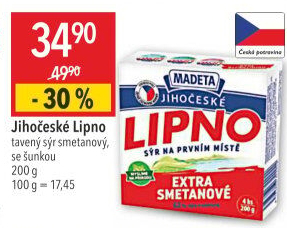 Tavený sýr Jihočeské Lipno Madeta