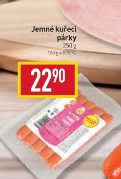 Kuřecí jemné párky DZ Klatovy