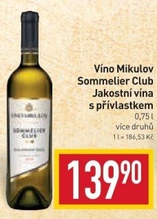 Vína Sommelier Club Víno Mikulov - přívlastková