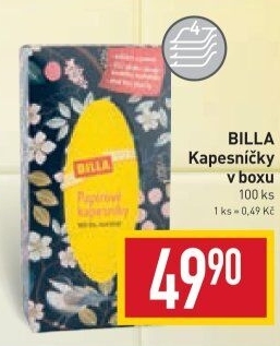 Kapesníčky papírové 4vrstvé Billa - box