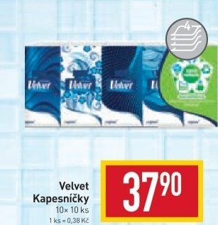 Papírové kapesníčky 4vrstvé Velvet