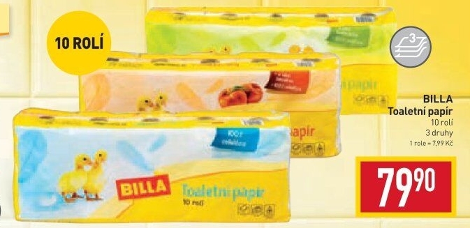 Toaletní papír 3vrstvý Billa