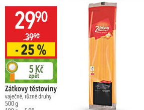 Těstoviny vaječné Zátkovy