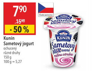 Ochucený jogurt sametový Mlékárna Kunín