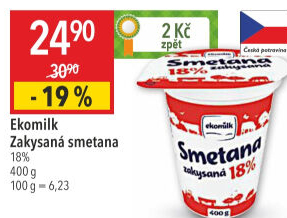 Smetana zakysaná 18% Ekomilk