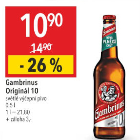 Pivo světlé výčepní Originál 10° Gambrinus
