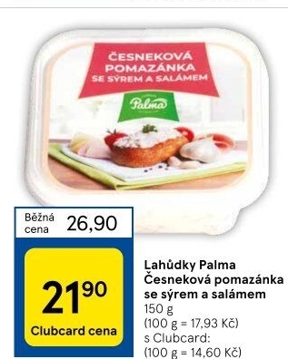 Česneková pomazánka se sýrem a salámem Lahůdky Palma