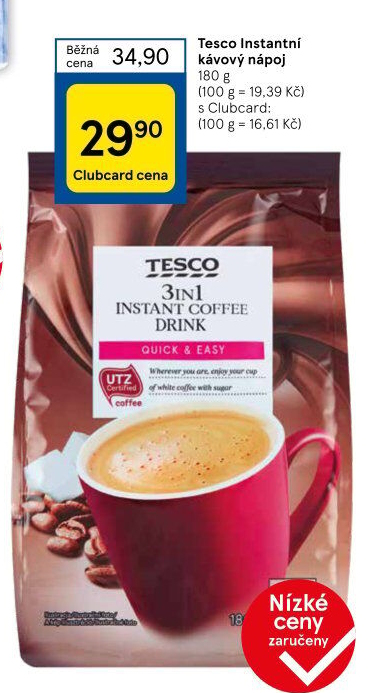 Instantní káva porcovaná Tesco