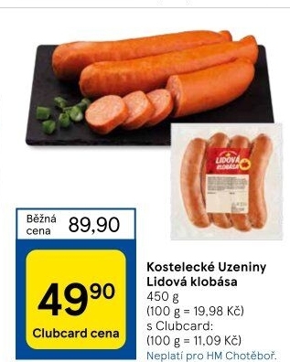 Lidová klobása Kostelecké uzeniny