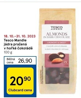 Mandle v čokoládě Tesco