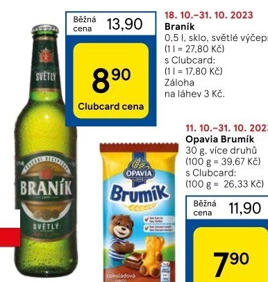 Pivo světlé výčepní 10° Braník