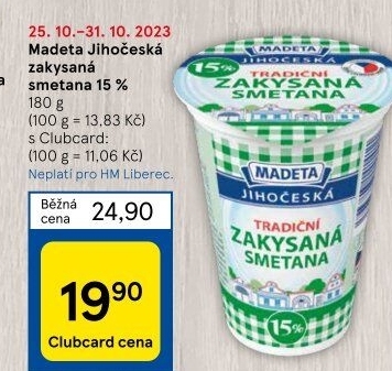Smetana zakysaná Jihočeská Madeta 15%