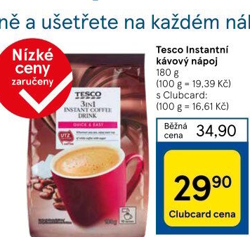 Instantní káva porcovaná Tesco