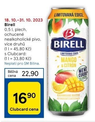 Nealkoholické pivo ochucené Birell